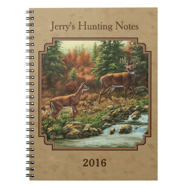 Caderno Espiral Deer and Stream Waterfall Tan (Frente)