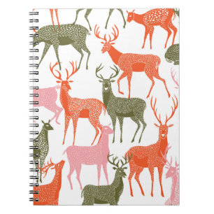 Caderno Espiral Deer Motif: Padrão Decorativo Sem Olho