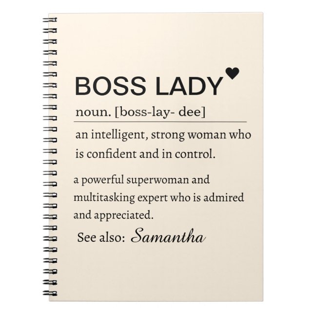 Caderno Espiral Definição de Chefe Feminina Personalizada  (Frente)