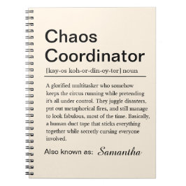 Caderno Espiral Definição de Coordenador de Caos Personalizado
