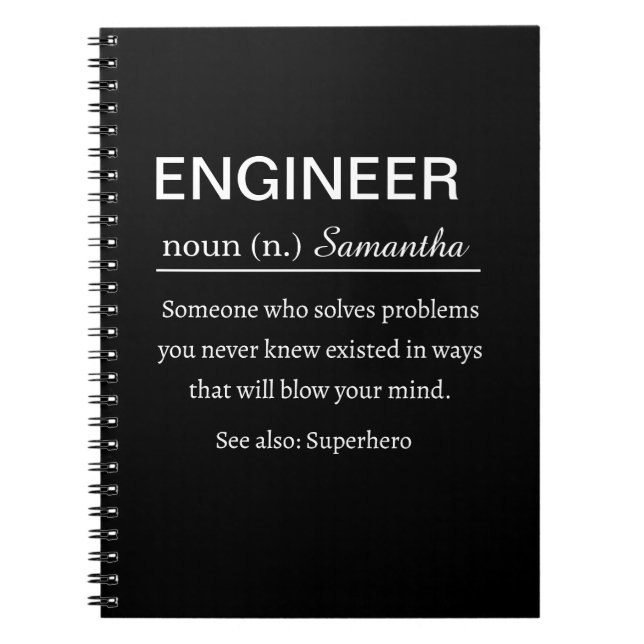 Caderno Espiral Definição de Engenheiro Personalizada (Frente)
