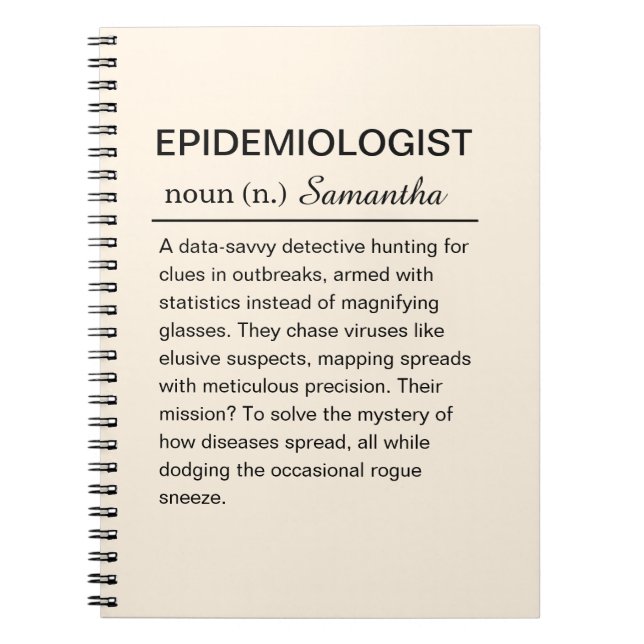 Caderno Espiral Definição de Epidemiologista Engraçado Personaliza (Frente)