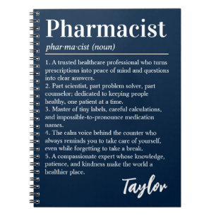 Caderno Espiral Definição de Farmacêutico Personalizada Presente A