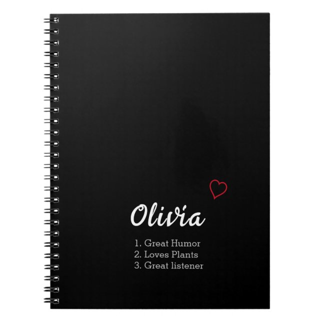 Caderno Espiral Definição de Nome Personalizado (Frente)