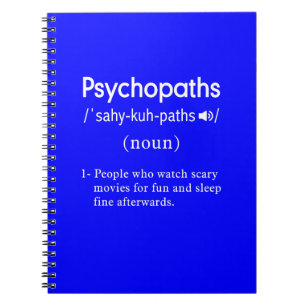 Caderno Espiral definição de psicopatas engraçados azul