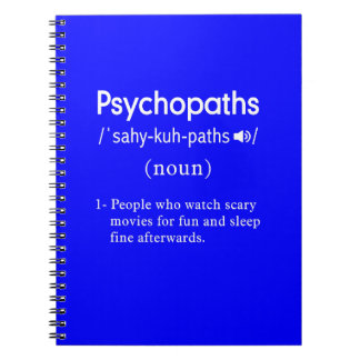 Caderno Espiral definição de psicopatas engraçados azul