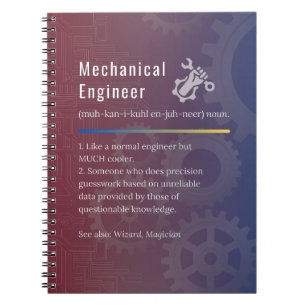Caderno Espiral Definição Mecânica de Funny de Engenheiro