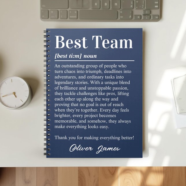 Caderno Espiral Definição Personalizada da Melhor Equipe de Apreci (Criador carregado)