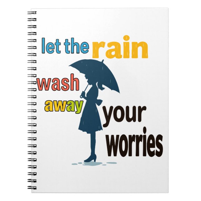 Caderno Espiral Deixe a chuva lavar suas preocupações (Frente)