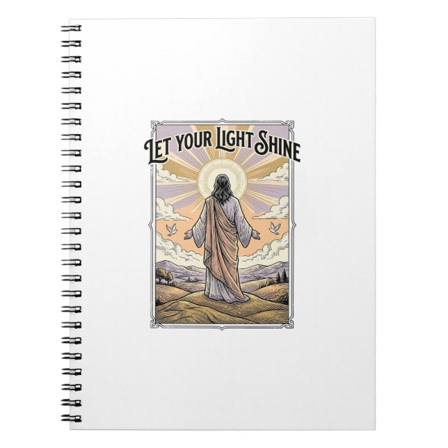 Caderno Espiral Deixe Sua Luz Brilhar Fé Vintage (Frente)