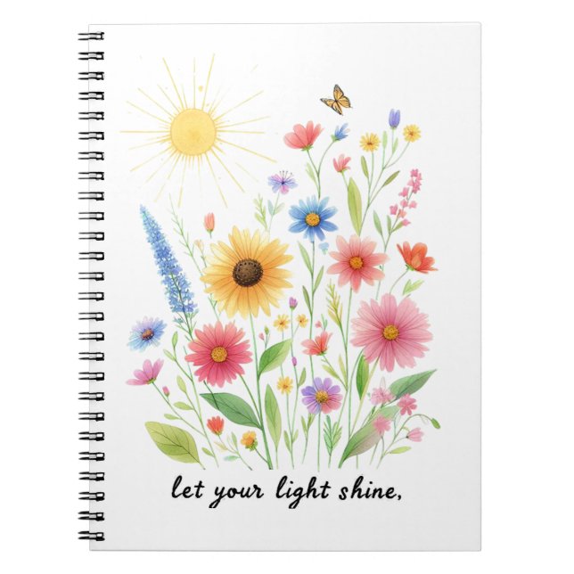 Caderno Espiral Deixe-te iluminar flores e sol (Frente)