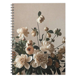 Caderno Espiral delicado floral maleável inspirado na vintagem ele