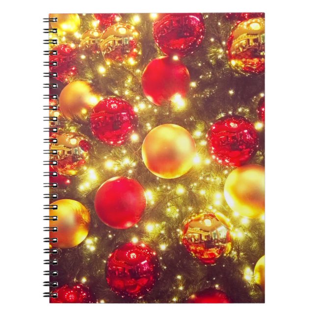 Caderno Espiral Delícia de Cluster de Bola de Natal brilhante (Frente)