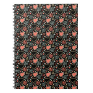 Caderno Espiral Delícia de Flores Escuras: Padrão Floral Sem Costu