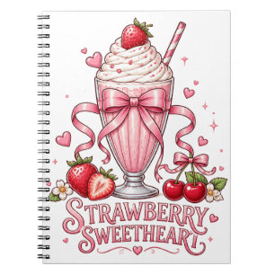 Caderno Espiral Delicioso Milkshake de Morango Rosa
