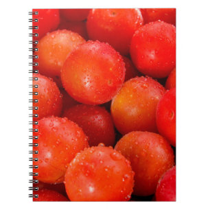 Caderno Espiral Delicioso salto de cereja vermelha, tigela, cereja