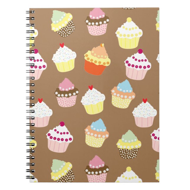 Caderno Espiral Deliciosos Cupcakes de aniversário decorados (Frente)