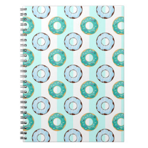 Caderno Espiral Delicious Donuts Turquoise Stripes Notebook