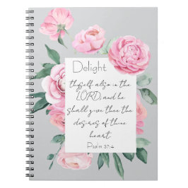 Caderno Espiral Delight Psalm Pink Peony Mulheres Devotivas Diário