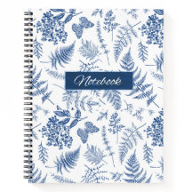 Caderno Espiral Deluxe Botânico Azul
