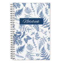 Caderno Espiral Deluxe Floral Botânico Azul