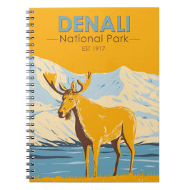 Caderno Espiral Denali National Park Alaska Moose Vintage