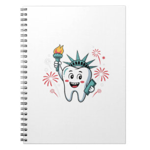 Caderno Espiral Dental Squad 4 de julho Dentista Engraçado America