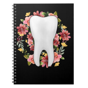 Caderno Espiral Dentista Floral Dentista Flores Dentais Assistente