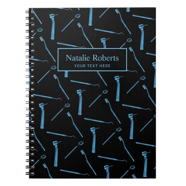 Caderno Espiral Dentista Hygienist Xray Dental Instruments Black (Frente)