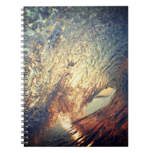 Caderno Espiral Dentro da onda de surfe do tubo