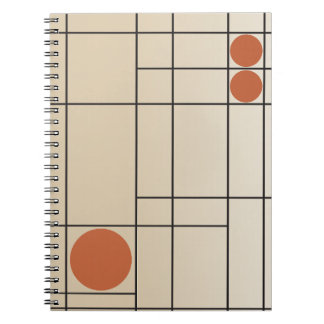 Caderno Espiral Deriva Óssea Nº 1 Arte Geométrica Bege + Terracota