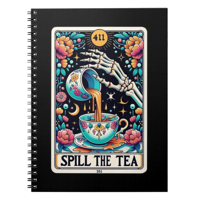 Caderno Espiral Derramar da coleção de notebooks Tea Tarot Card (Frente)