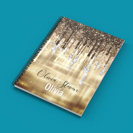 Caderno Espiral Derrapagens de ouro-chico monograma nocauteado