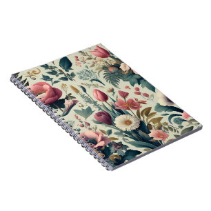 Caderno Espiral Descubra o Padrão Botânico Floral de Primavera Inc
