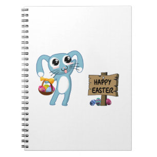 Caderno Espiral Desejos do Coelho de Páscoa Feliz Páscoa