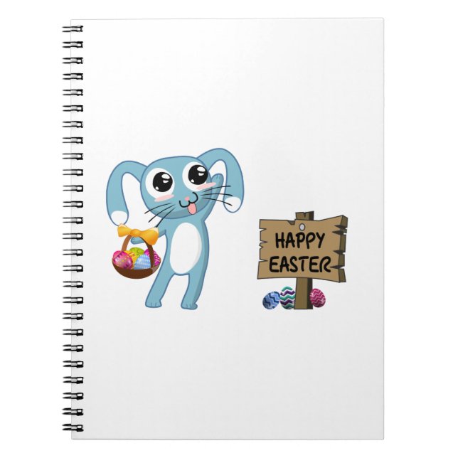 Caderno Espiral Desejos do Coelho de Páscoa Feliz Páscoa (Frente)