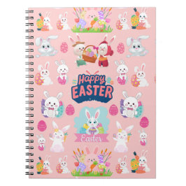 Caderno Espiral Desejos Felizes de Páscoa - Padrão Coelhinho Engra