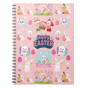 Caderno Espiral Desejos Felizes de Páscoa - Padrão Coelhinho Engra
