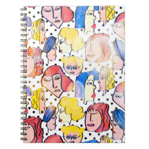 Caderno Espiral desenhar abstrato com uma mulher virada para a fre