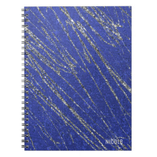 Caderno Espiral Desenhista de mármore Glam moderno azul & de prat