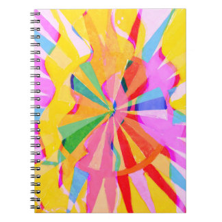 Caderno Espiral Desenho abstrato criativo, fundo colorido.