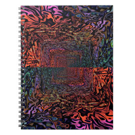 Caderno Espiral Desenho Abstrato de Caleidoscópio Fractal Elétrico