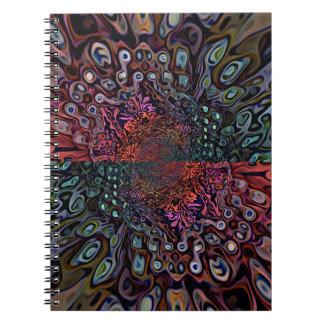Caderno Espiral Desenho Abstrato de Caleidoscópio Fractal Elétrico