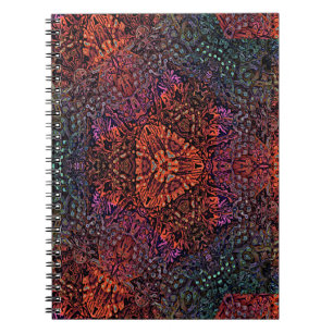 Caderno Espiral Desenho Abstrato de Caleidoscópio Fractal Elétrico