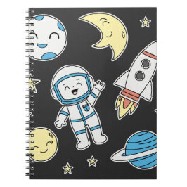 Caderno Espiral Desenho Animado de Aventura Espacial – Design de C