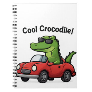 Caderno Espiral Desenho Animado de Crocodilo Legal de Óculos de So
