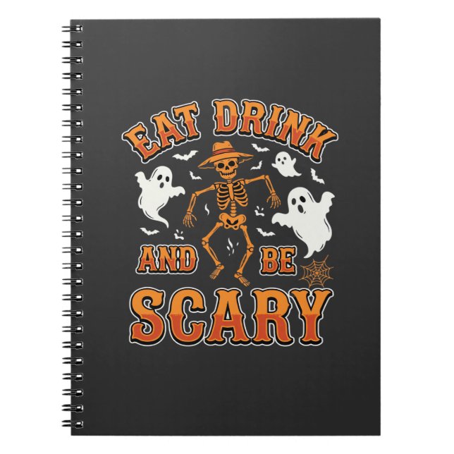 Caderno Espiral Desenho Assustador de Fantasma para Comer e Beber  (Frente)