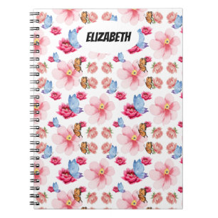 Caderno Espiral Desenho Colorido de Flores Silvestres