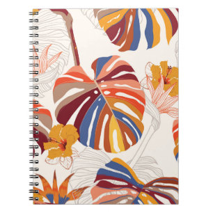 Caderno Espiral Desenho Da Mão Tropical Brilhante