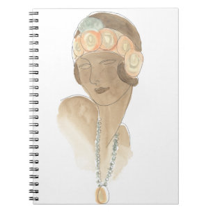 Caderno Espiral Desenho da Moda Flapper - Mulher com Cabeça